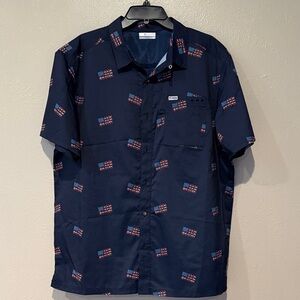Columbia Navy Men's Shirt with Flag Pattern